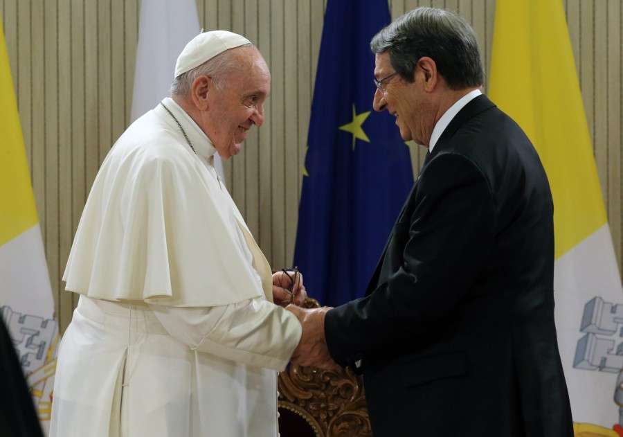 Με αναφορές στο Κυπριακό η ομιλία του Αναστασιάδη στον Πάπα