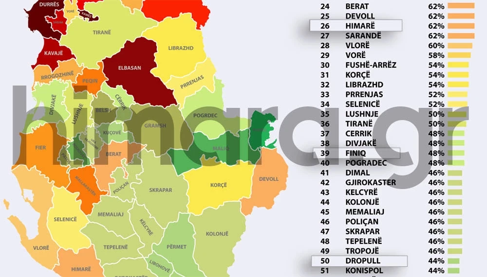 Χάρτης επικινδυνότητας για επεισόδια ανά δήμο για τις τοπικές εκλογές στην Αλβανία
