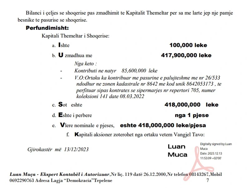 Το τζόκερ των 3,6 εκατ. ευρώ του Τάβου δύο μήνες πριν τις εκλογές στη Χιμάρα 2 rritja e kapitalit 34be35f0d81f3cd715748901d38c3449