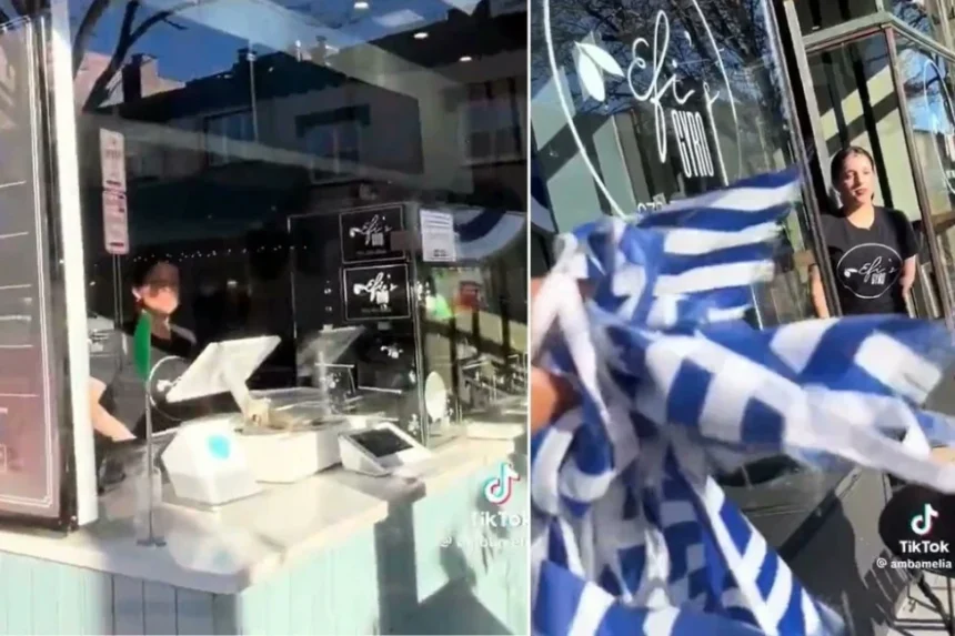 TikToker έσκισε ελληνικές σημαίες σε γυράδικο στο Νιου Τζέρσεϊ νομίζοντας ότι ήταν ισραηλινές (ΒΙΝΤΕΟ) 1 GaC0Z7Zb0AA2GiL.webp