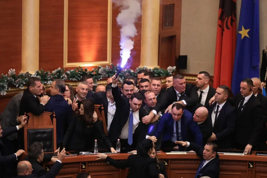 albanian parliament conflict